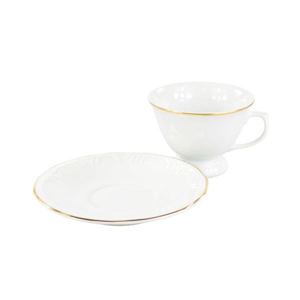 Aparelho Jantar, Chá e Café 42 Peças Porcelana Schmidt - Dec. Filetado Ouro  Pomerode 0010 - SCHMIDT
