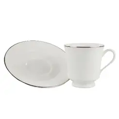 Xícara Chá com Pires Porcelana Schmidt - Dec. Filetado Prata Itamaraty 0012