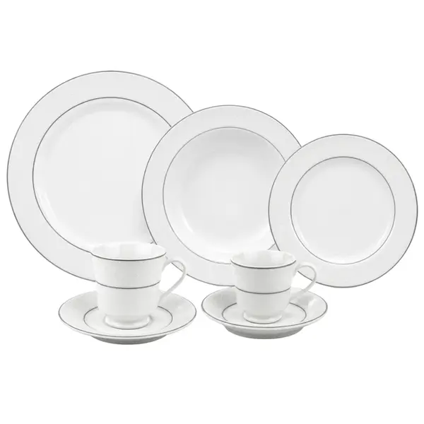 Aparelho Jantar Chá e Café 28 Peças Porcelana Schmidt - Dec. Martha 2309
