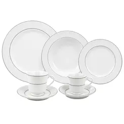 Aparelho Jantar Chá e Café 28 Peças Porcelana Schmidt - Dec. Martha 2309