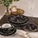 Aparelho Jantar e Chá 20 Peças Porcelana Schmidt - Dec. Ônix Negro 2394