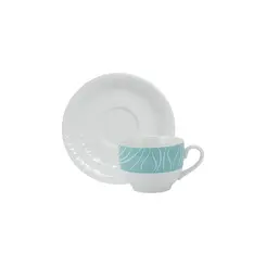 Xícara Chá Com Pires 200ml Porcelana Schmidt - Dec. Blue OAK