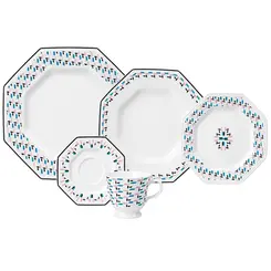 Aparelho Jantar e Chá 20 Peças Porcelana Schmidt - Dec. Mantiqueira 2397