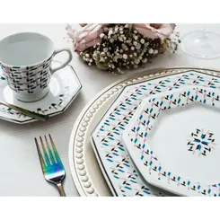 Aparelho Jantar e Chá 20 Peças Porcelana Schmidt - Dec. Mantiqueira 2397