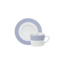 Xícara Chá com Pires 200 ml Porcelana Schmidt - Dec. Matte Azul