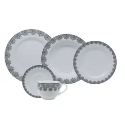 Aparelho Jantar e Chá 20 Peças Porcelana Schmidt - Dec. Tais 2247