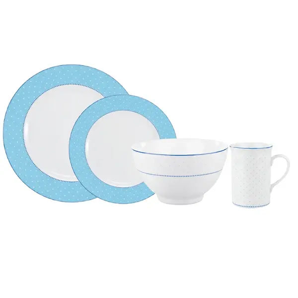 Aparelho com Bowl e Caneca 16 Peças Porcelana Schmidt - Dec. Maitê 2264
