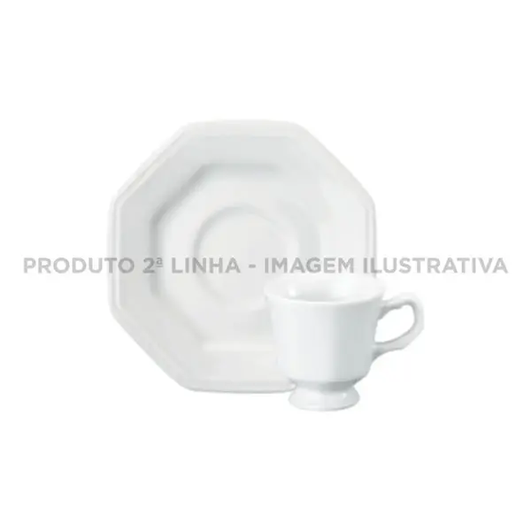 Xícara Chá com Pires Porcelana Schmidt - Mod. Prisma 077 2ª Linha