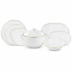 Aparelho de Jantar 41 Peças Porcelana Schmidt - Dec. Filetado Ouro Itamaraty 0010