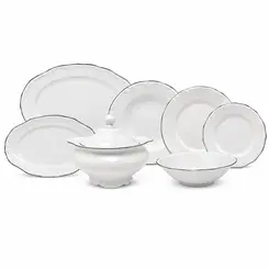 Aparelho de Jantar 41 Peças Porcelana Schmidt - Dec. Filetado Prata Pomerode 0012