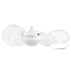 Aparelho de Jantar 41 Peças Porcelana Schmidt - Dec. Filetado Prata Pomerode 0012