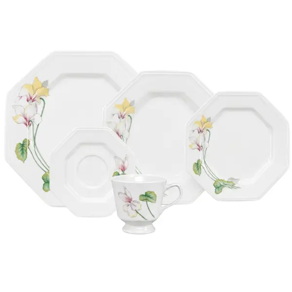 Aparelho Jantar e Chá 20 Peças Porcelana Schmidt - Dec. Encanto E373