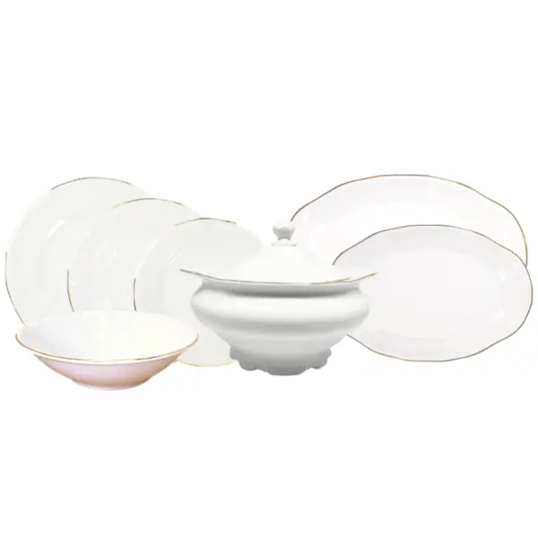 Aparelho de Jantar 41 Peças Porcelana Schmidt - Dec. Filetado Ouro Pomerode 0010