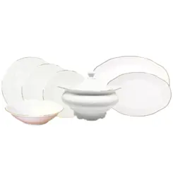 Aparelho de Jantar 41 Peças Porcelana Schmidt - Dec. Filetado Ouro Pomerode 0010