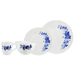 Aparelho com Bowl e Caneca 16 Peças Porcelana Schmidt - Dec. Cora 2267
