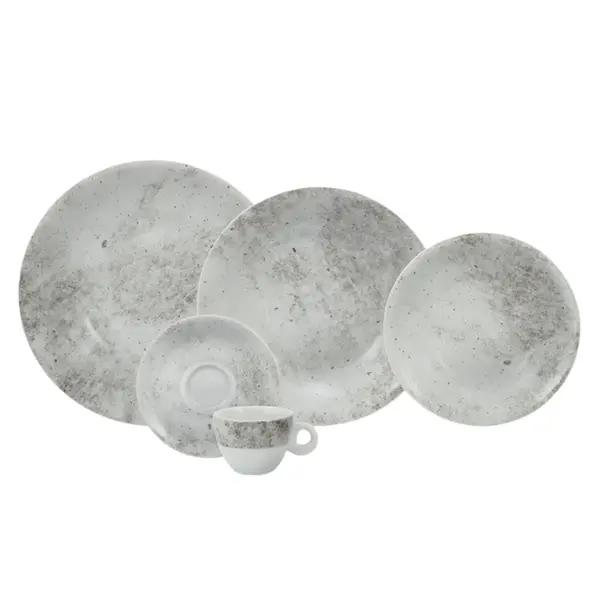 Aparelho Jantar e Chá 20 Peças Porcelana Schmidt - Dec. Concreto 2383