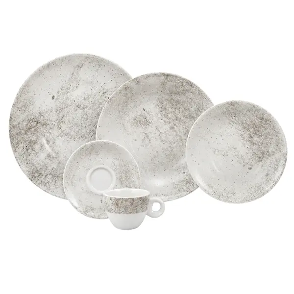 Aparelho Jantar e Chá 20 Peças Porcelana Schmidt - Dec. Concreto 2383