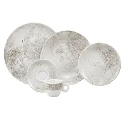 Aparelho Jantar e Chá 20 Peças Porcelana Schmidt - Dec. Concreto 2383