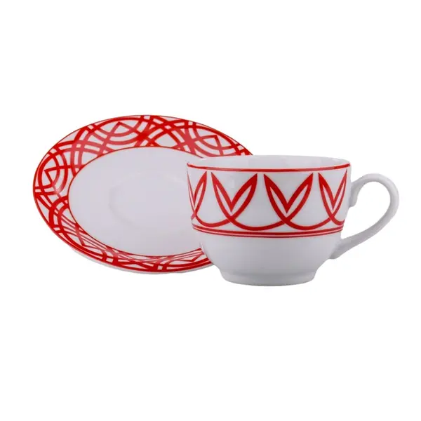 Xícara Chá com Pires 200ml Porcelana Schmidt - Dec. Helena 2283