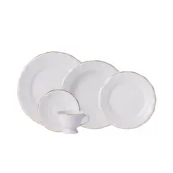 Aparelho Jantar e Chá 30 Peças Porcelana Schmidt - Dec. Filetado Ouro Pomerode 0010