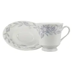 Xícara Chá com Pires 200ml Porcelana Schmidt - Dec. Tássia 2274