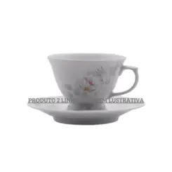 Xícara Chá com Pires Porcelana Schmidt - Dec. Romântica Pomerode E005 2ª Linha