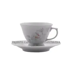 Xícara Chá com Pires Porcelana Schmidt - Dec. Romântica Pomerode E005 2ª Linha