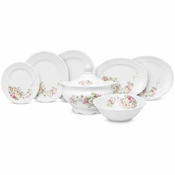 Aparelho de Jantar 41 Peças Porcelana Schmidt - Dec. Eterna E351
