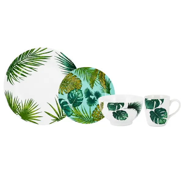 Aparelho com Bowl e Caneca 16 Peças Porcelana Schmidt - Dec. Patricia 2381