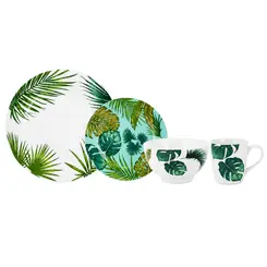Aparelho com Bowl e Caneca 16 Peças Porcelana Schmidt - Dec. Patricia 2381