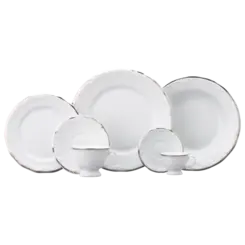 Aparelho Jantar Chá e Café 42 Peças Porcelana Schmidt - Dec. Filetado Prata Pomerode 0012