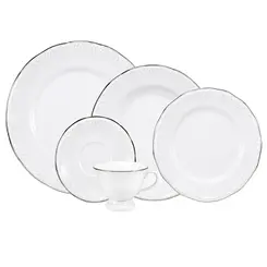 Aparelho Jantar e Chá 30 Peças Porcelana Schmidt - Dec. Filetado Prata Pomerode 0012