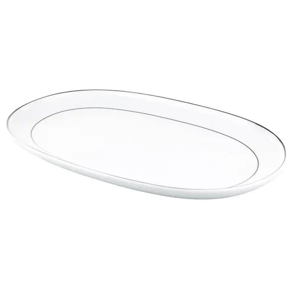 Travessa Rasa Oval 36cm Porcelana Schmidt - Dec. Renda Branca 0163