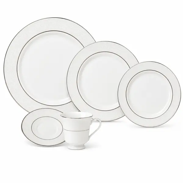 Aparelho Jantar e Chá 30 Peças Porcelana Schmidt - Dec. Renda Branca 0163