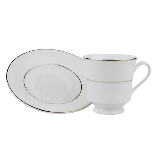 Xícara Chá com Pires Porcelana Schmidt - Dec. Renda Branca 0163