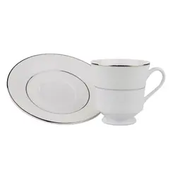 Xícara Chá com Pires Porcelana Schmidt - Dec. Renda Branca 0163