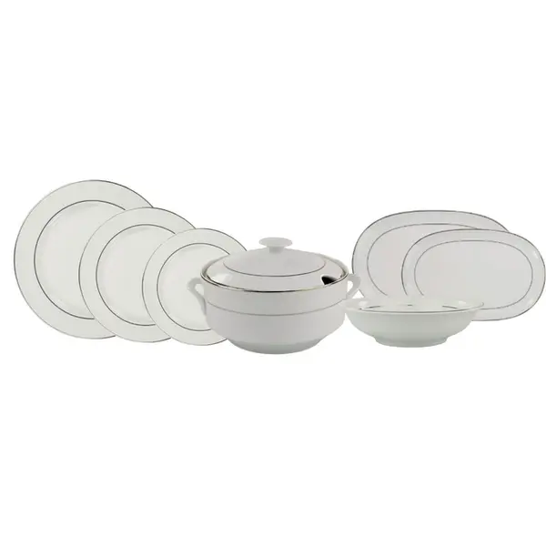 Aparelho de Jantar 41 Peças Porcelana Schmidt - Dec. Renda Branca 0163