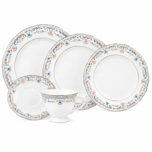 Aparelho Jantar e Chá 30 Peças Porcelana Schmidt - Dec. Saint Germain 2210