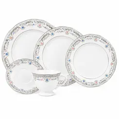 Aparelho Jantar e Chá 30 Peças Porcelana Schmidt - Dec. Saint Germain 2210