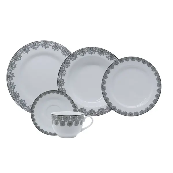 Aparelho Jantar e Chá 30 Peças Porcelana Schmidt - Dec. Tais 2247