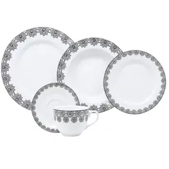 Aparelho Jantar e Chá 30 Peças Porcelana Schmidt - Dec. Tais 2247