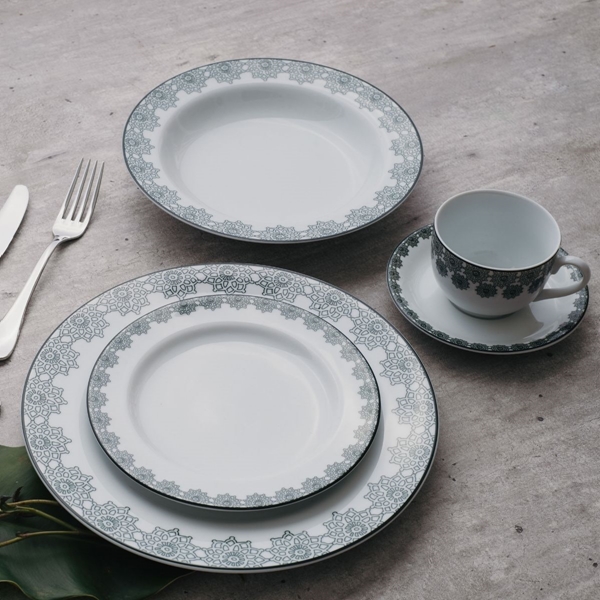 Aparelho de Jantar Chá e Café 42 Peças Porcelana Schmidt - Dec. Búzios 2406  - SCHMIDT