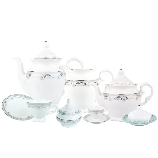 Aparelho Chá e Café 53 Peças Porcelana Schmidt - Dec. Saint Germain 2210