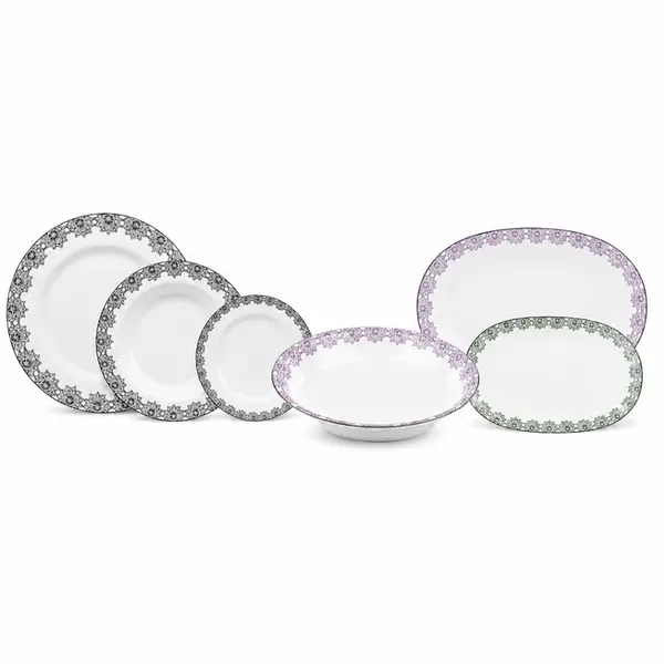 Aparelho de Jantar 40 Peças Porcelana Schmidt - Dec. Taís 2247
