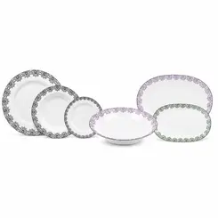 Aparelho de Jantar 40 Peças Porcelana Schmidt - Dec. Taís 2247