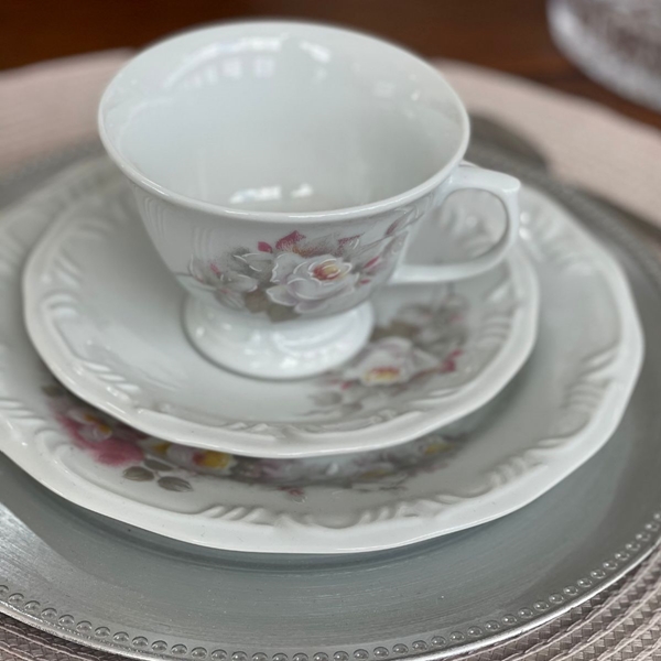 Aparelho de Chá e Café Porcelana Schmidt 53 peças - Dec. Eterna E351 -  SCHMIDT