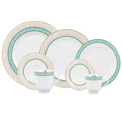 Aparelho Jantar Chá e Café 42 Peças Porcelana Schmidt - Dec. Audrey 2251