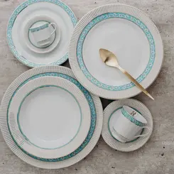 Aparelho Jantar Chá e Café 42 Peças Porcelana Schmidt - Dec. Audrey 2251