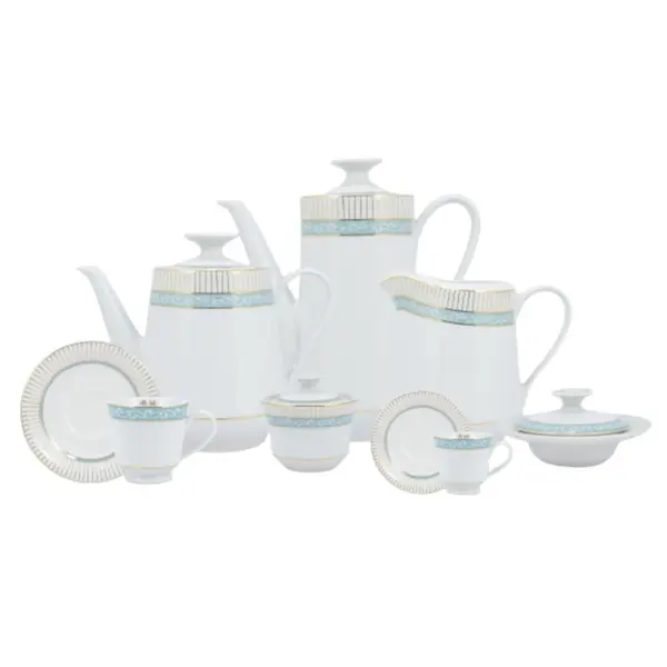 Aparelho Chá e Café 53 Peças Porcelana Schmidt - Dec. Audrey 2251