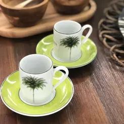 Xícara Café com Pires Porcelana Schmidt - Dec. Palmeiras 2258